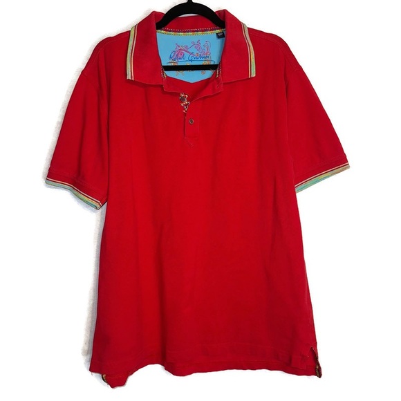 Robert Graham Other - Robert Graham Red Embroidered Knowledge Wisdom Truth Polo Men's Shirt Size XL